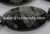 COP488 15.5 inches 25*50mm faceted oval natural grey opal beads