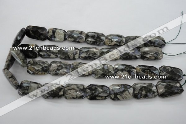 COP492 18*25mm faceted & twisted rectangle natural grey opal beads