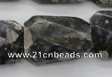 COP493 22*30mm faceted & twisted rectangle natural grey opal beads