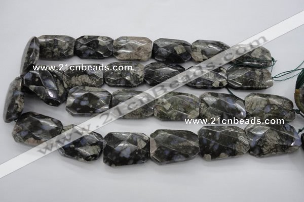 COP493 22*30mm faceted & twisted rectangle natural grey opal beads