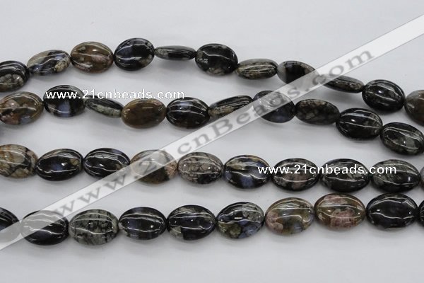 COP497 15.5 inches 12*16mm oval natural grey opal gemstone beads