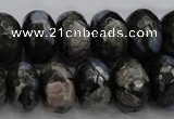 COP499 15.5 inches 8*12mm faceted rondelle natural grey opal beads