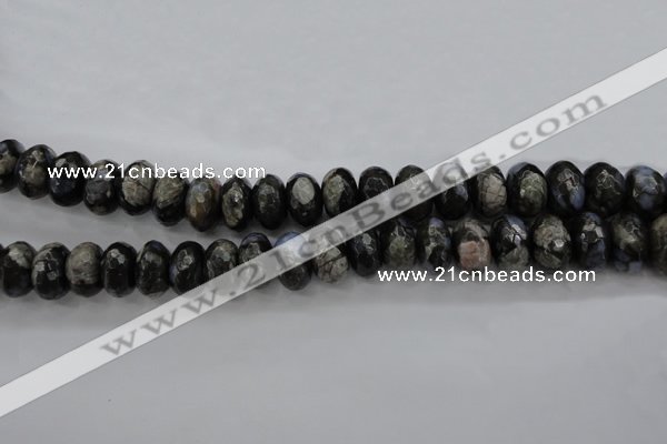 COP499 15.5 inches 8*12mm faceted rondelle natural grey opal beads