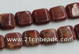 COP526 15.5 inches 12*12mm square red opal gemstone beads wholesale