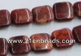 COP527 15.5 inches 14*14mm square red opal gemstone beads wholesale