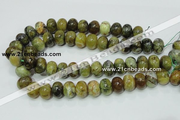 COP552 15.5 inches 15*20mm rondelle yellow & green natural opal beads