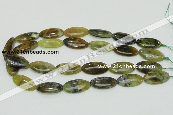 COP554 15.5 inches 15*30mm oval yellow & green natural opal beads