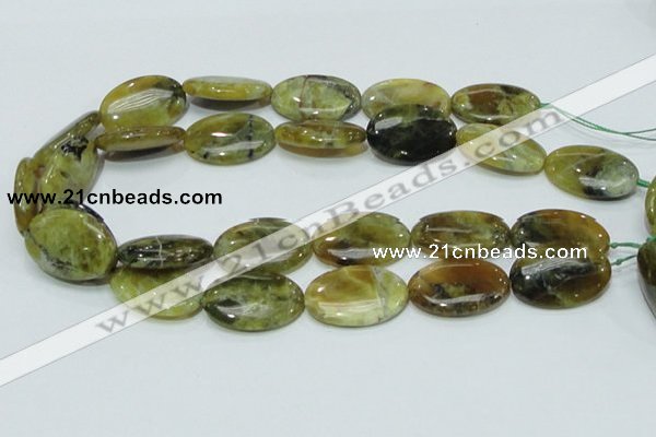 COP555 15.5 inches 20*30mm oval yellow & green natural opal beads