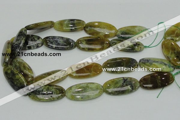 COP556 15.5 inches 20*40mm oval yellow & green natural opal beads