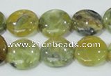 COP558 15.5 inches 18mm flat round natural yellow & green opal beads