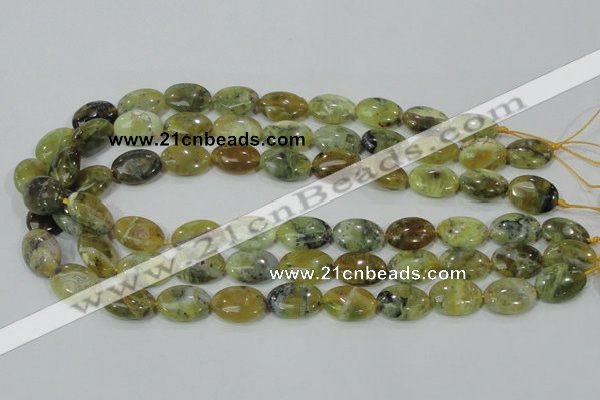 COP563 15.5 inches 13*18mm oval natural yellow & green opal beads