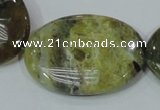 COP565 15.5 inches 30*40mm oval natural yellow & green opal beads