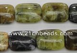 COP569 15.5 inches 15*20mm rectangle natural yellow & green opal beads
