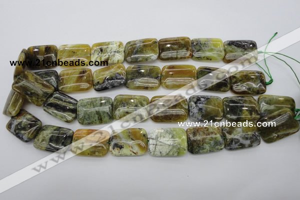 COP570 15.5 inches 18*25mm rectangle natural yellow & green opal beads