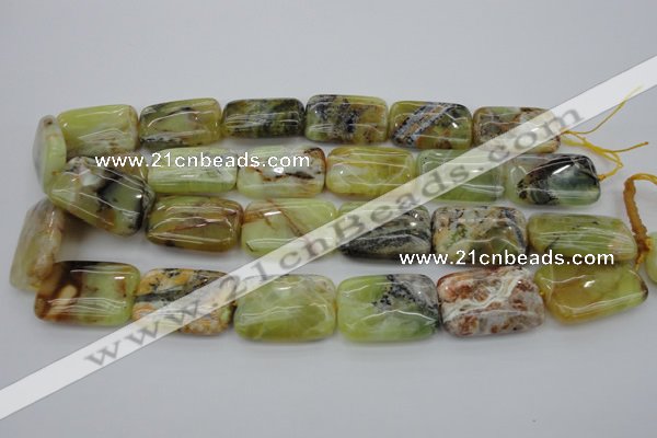 COP571 15.5 inches 20*30mm rectangle natural yellow & green opal beads