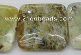 COP584 15.5 inches 40*40mm square natural yellow & green opal beads