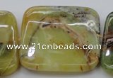 COP585 15.5 inches 45*45mm square natural yellow & green opal beads