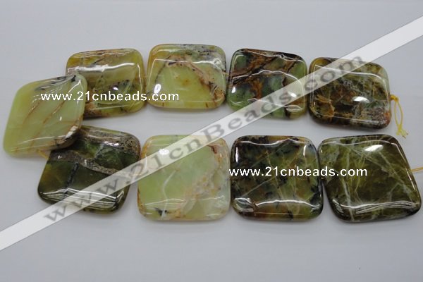 COP585 15.5 inches 45*45mm square natural yellow & green opal beads