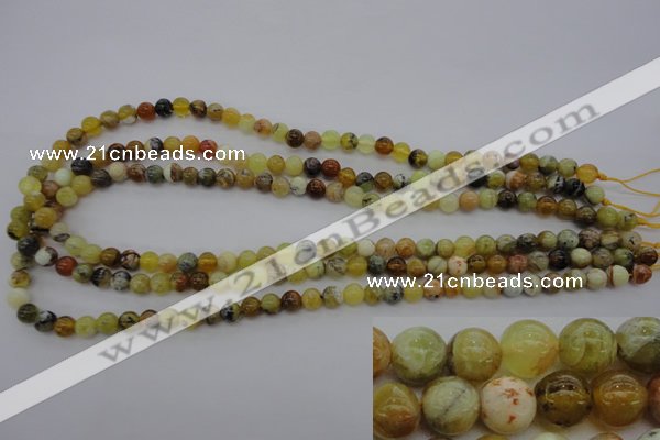 COP587 15.5 inches 6mm round natural yellow & green opal beads