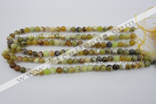 COP588 15.5 inches 8mm round natural yellow & green opal beads