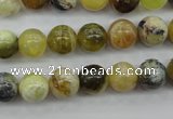 COP589 15.5 inches 10mm round natural yellow & green opal beads