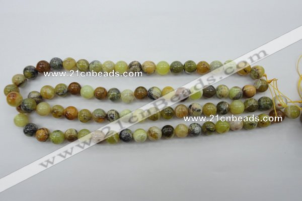 COP589 15.5 inches 10mm round natural yellow & green opal beads