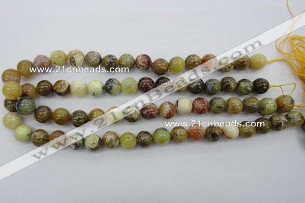 COP590 15.5 inches 12mm round natural yellow & green opal beads