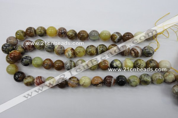 COP591 15.5 inches 14mm round natural yellow & green opal beads