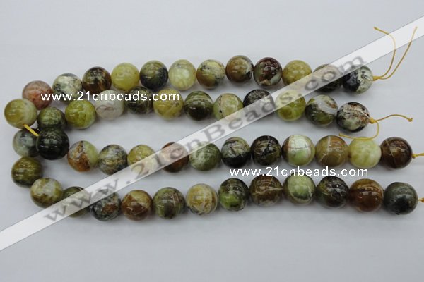 COP592 15.5 inches 16mm round natural yellow & green opal beads