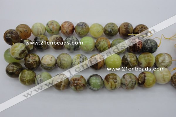 COP594 15.5 inches 20mm round natural yellow & green opal beads