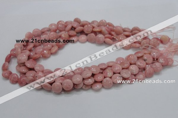 COP60 15.5 inches 12mm flat round natural pink opal gemstone beads