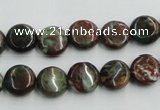 COP602 15.5 inches 10mm flat round green opal gemstone beads