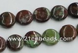 COP603 15.5 inches 12mm flat round green opal gemstone beads