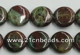 COP604 15.5 inches 16mm flat round green opal gemstone beads