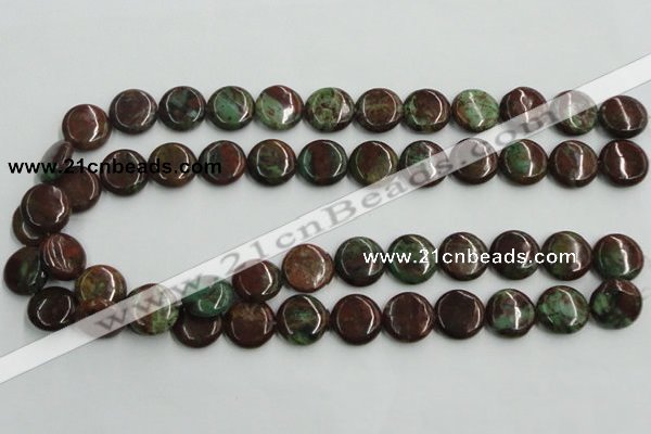 COP604 15.5 inches 16mm flat round green opal gemstone beads