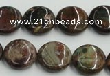 COP605 15.5 inches 18mm flat round green opal gemstone beads