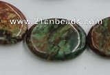 COP609 15.5 inches 22*30mm oval green opal gemstone beads wholesale