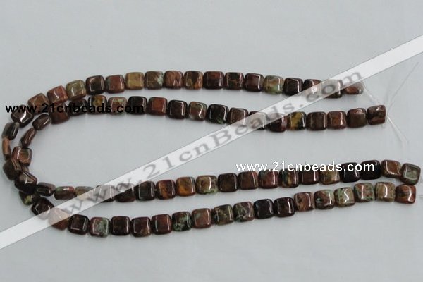 COP612 15.5 inches 10*10mm square green opal gemstone beads