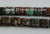 COP613 15.5 inches 10*10mm square double drilled green opal beads