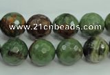 COP664 15.5 inches 12mm faceted round green opal gemstone beads