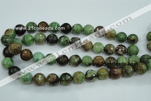 COP666 15.5 inches 16mm faceted round green opal gemstone beads