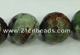 COP668 15.5 inches 20mm faceted round green opal gemstone beads