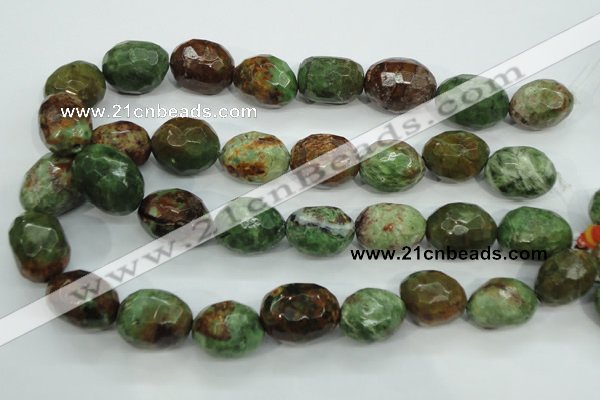 COP675 15.5 inches 18*25mm faceted nuggets green opal gemstone beads