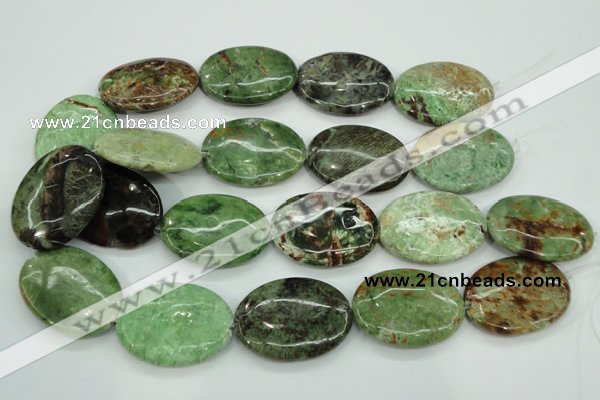 COP682 15.5 inches 30*40mm oval green opal gemstone beads