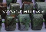 COP695 15.5 inches 11*15*15mm faceted triangle green opal gemstone beads