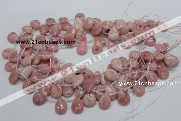 COP74 15.5 inches 13*18mm flat teardrop natural pink opal beads