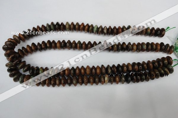 COP752 15.5 inches 6*12mm rondelle green opal gemstone beads