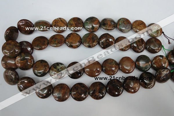 COP755 15.5 inches 20mm flat round green opal gemstone beads