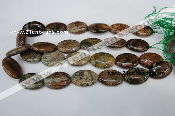 COP759 15.5 inches 20*30mm oval green opal gemstone beads