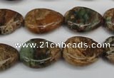 COP761 15.5 inches 15*20mm flat teardrop green opal gemstone beads